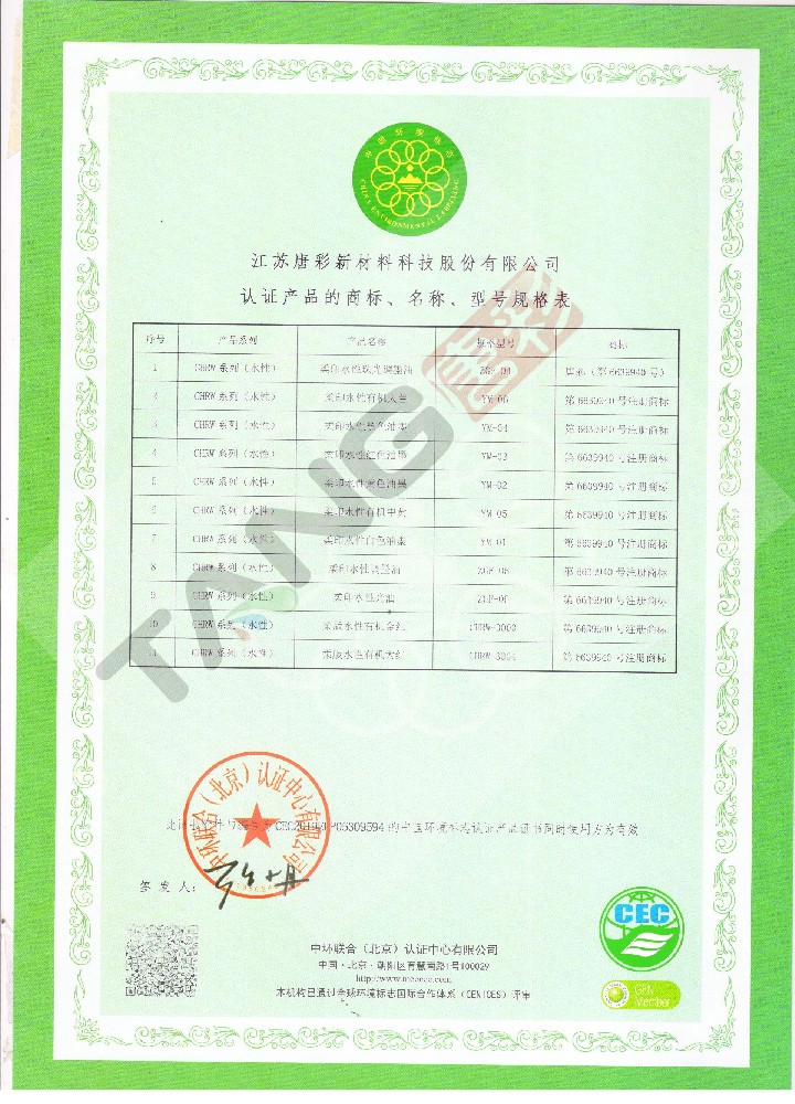 中国环境标志产品认证证书（2）