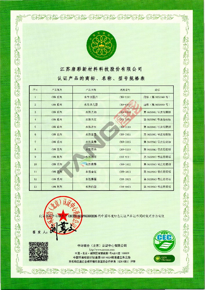 中国环境标志产品认证证书（2）